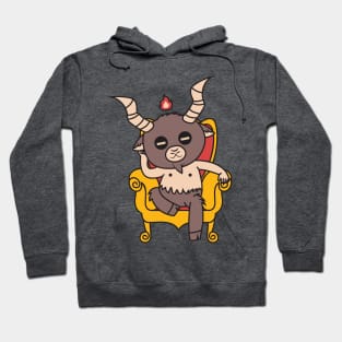 Cute Little Satan Goat on Throne Hoodie